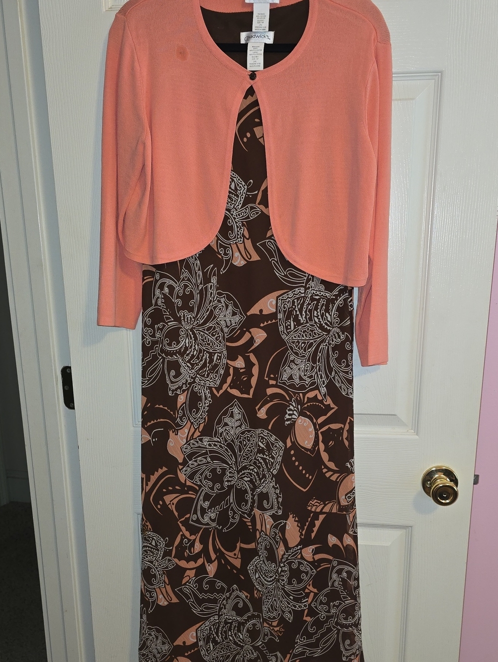 Chadwick's Coral and Brown Knit Two-Piece